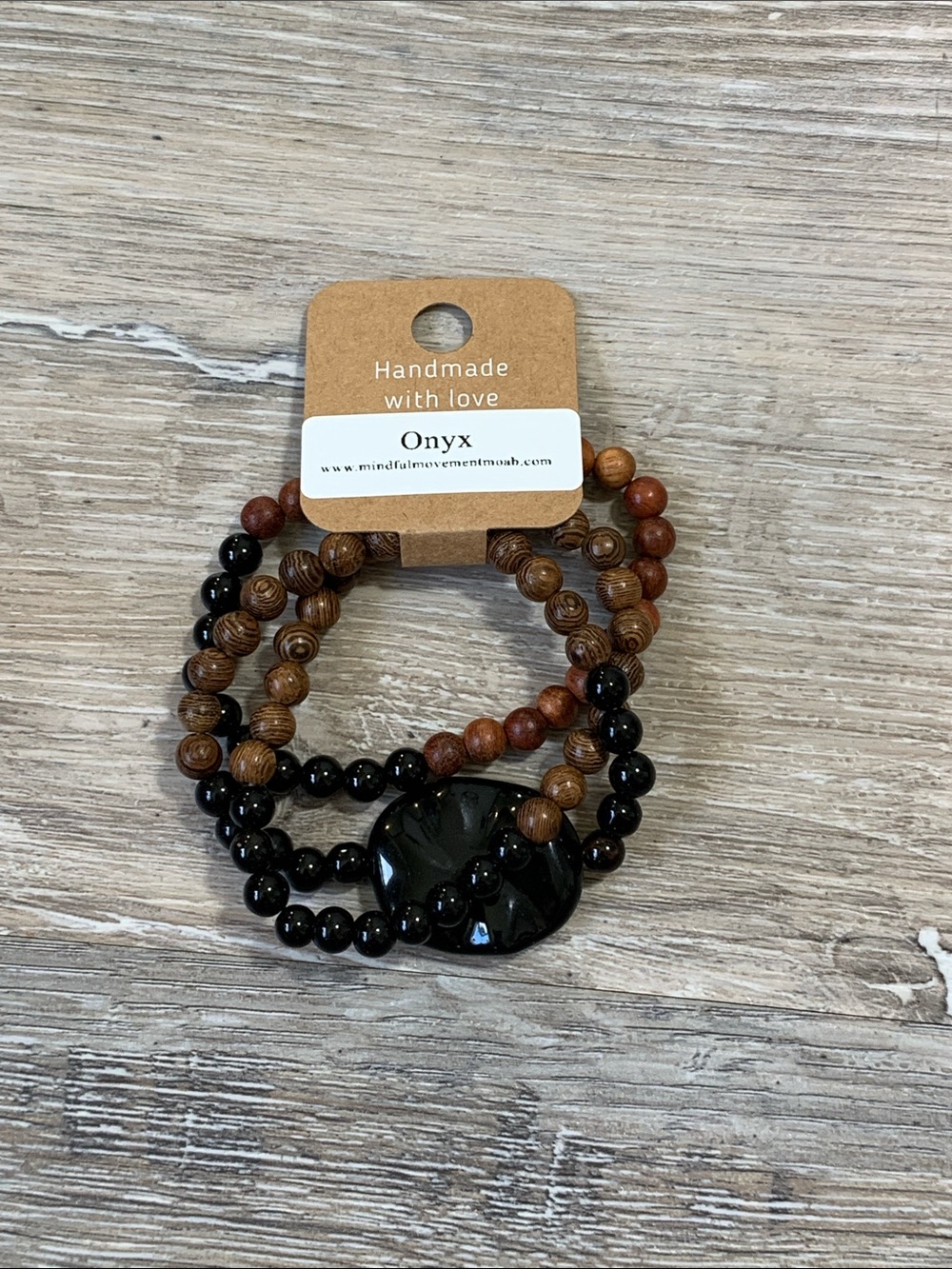 3/$10💕 Onyx & Wood Beaded Stretch Bracelet Set